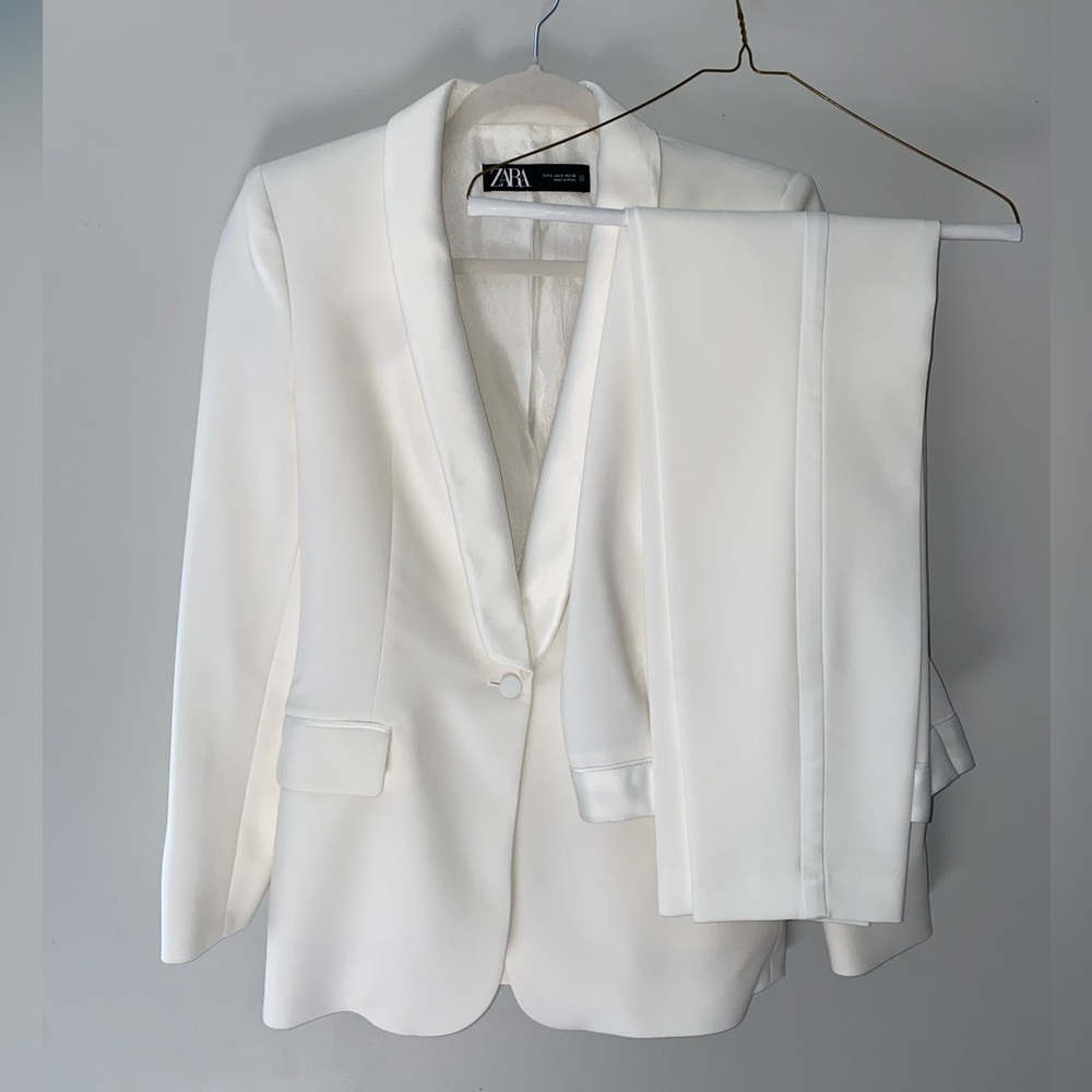✨ZARA✨ Cream Tuxedo Pant Suit
